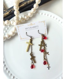 【MUURABBTI】十字架と赤い雫のピアス(MA)
