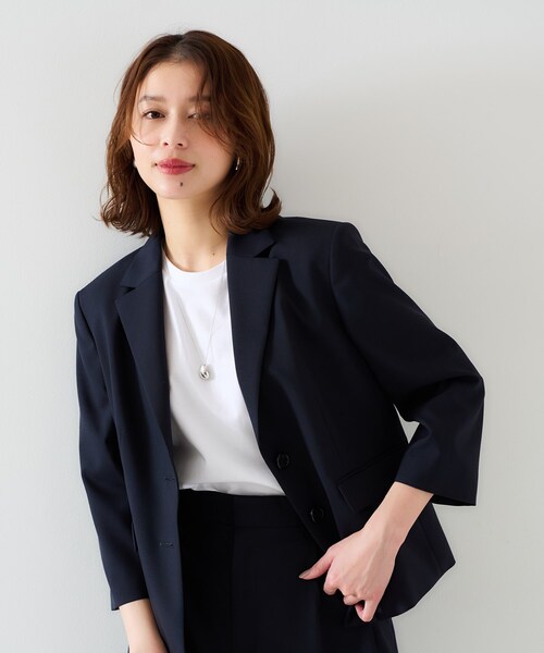 UNTITLED(アンタイトル)の「【オンオフ使える/セットアップ可能】トロピカルウール シングルブレストジャケット(テーラードジャケット・レディース・ダークブラウン/ネイビー・00/01/02/03/04/42/44/46/48/50)」の8枚目の写真