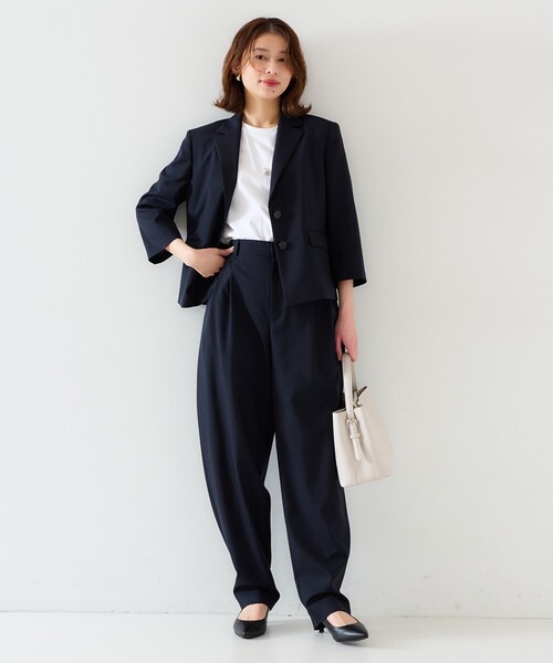 UNTITLED(アンタイトル)の「【オンオフ使える/セットアップ可能】トロピカルウール シングルブレストジャケット(テーラードジャケット・レディース・ダークブラウン/ネイビー・00/01/02/03/04/42/44/46/48/50)」の10枚目の写真