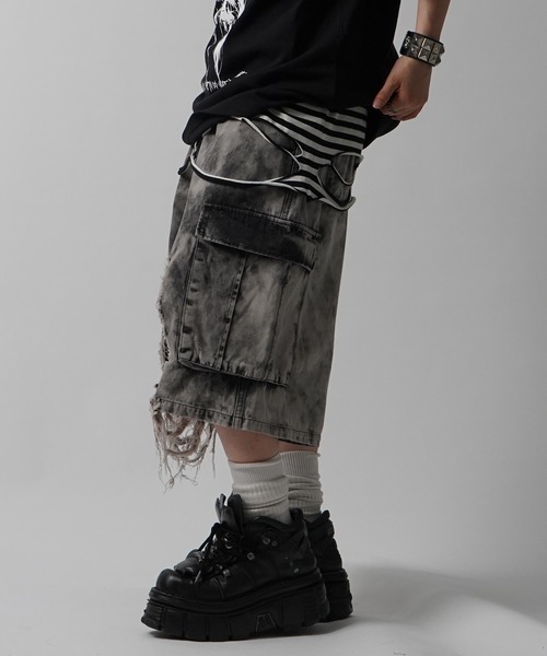 25SS【MAROCORE SELECT】クラッシュデニム カーゴショーツ
