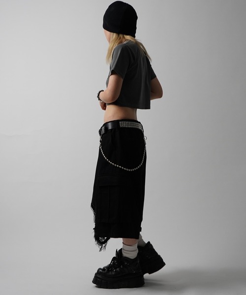 ILL'S（イルズ）の「25SS【MAROCORE SELECT】クラッシュデニム カーゴショーツ パンツ（デニムパンツ・メンズ・ブラック/ホワイト・FREE）」の13枚目の写真