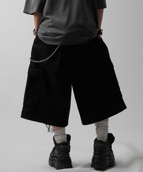 ILL'S（イルズ）の「25SS【MAROCORE SELECT】クラッシュデニム カーゴショーツ パンツ（デニムパンツ・メンズ・ブラック/ホワイト・FREE）」の20枚目の写真