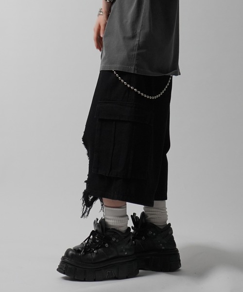 ILL'S（イルズ）の「25SS【MAROCORE SELECT】クラッシュデニム カーゴショーツ パンツ（デニムパンツ・メンズ・ブラック/ホワイト・FREE）」の17枚目の写真