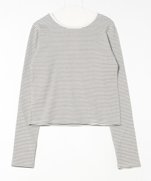 SUNFLOWER EIGHT（サンフラワーエイト）の「2wayヘンリーネックボーダートップス（Tシャツ/カットソー・レディース・ブラック/チャコールグレー/オートミール/ホワイト・L/M）」の5枚目の写真