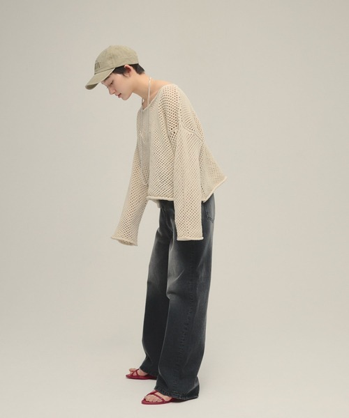 eL（エル）の「【eL】3G Loose Knit Pullover/329203（ニット/セーター・レディース・ネイビー/アイボリー/プラム・FREE）」の5枚目の写真