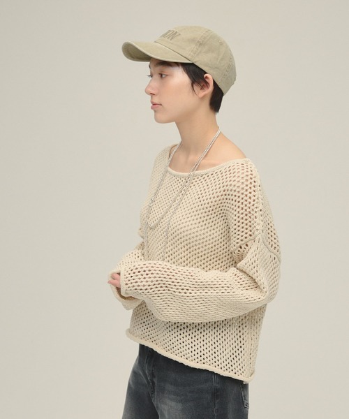 eL（エル）の「【eL】3G Loose Knit Pullover/329203（ニット/セーター・レディース・ネイビー/アイボリー/プラム・FREE）」の8枚目の写真
