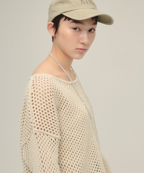 eL（エル）の「【eL】3G Loose Knit Pullover/329203（ニット/セーター・レディース・ネイビー/アイボリー/プラム・FREE）」の9枚目の写真