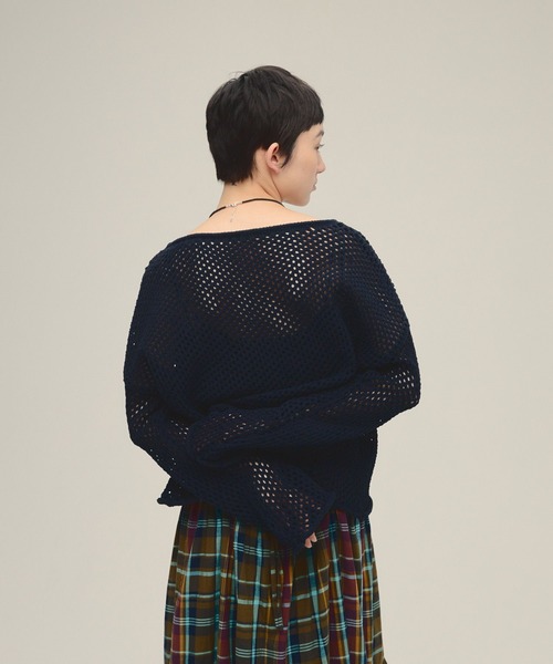 eL（エル）の「【eL】3G Loose Knit Pullover/329203（ニット/セーター・レディース・ネイビー/アイボリー/プラム・FREE）」の15枚目の写真