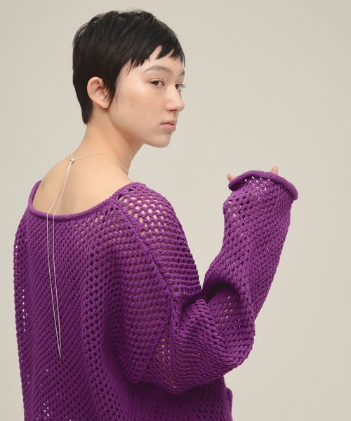 eL（エル）の「【eL】3G Loose Knit Pullover/329203（ニット/セーター・レディース・ネイビー/アイボリー/プラム・FREE）」の20枚目の写真