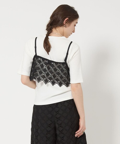 oscalito UNITED ARROWS アイボリー レースキャミソール レーストリムサテンスリップキャミソール(ブラウス)｜トップス