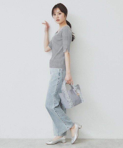 index（インデックス）の「《5色展開》Vネックリブニット【洗濯機洗い可】（ニット/セーター・レディース・チャコール/ライトブルー/オフホワイト/ホワイト系5/ベージュ系その他2・42/36/38/40）」の19枚目の写真