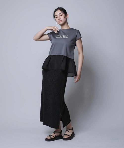 RAW FUDGE(ローファッジ)の「シルケット天竺オーガンジードッキングプリントTシャツ(Tシャツ/カットソー・レディース・オフホワイト/ブラック/チャコールグレー・M)」の8枚目の写真