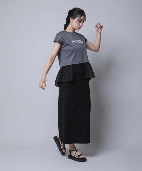 RAW FUDGE(ローファッジ)の「シルケット天竺オーガンジードッキングプリントTシャツ(Tシャツ/カットソー・レディース・オフホワイト/ブラック/チャコールグレー・M)」の9枚目の写真
