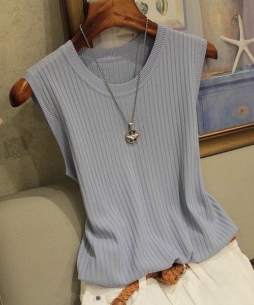 CADBURY（キャドバリー）の「ﾉｰｽﾘｰﾌﾞﾆｯﾄﾄｯﾌﾟｽ（ニット/セーター・レディース・ホワイト/ブラック/ブラウン/ピンク/イエロー/ブルー/グリーン/アイボリー/キャメル・SMALL/MEDIUM）」の6枚目の写真