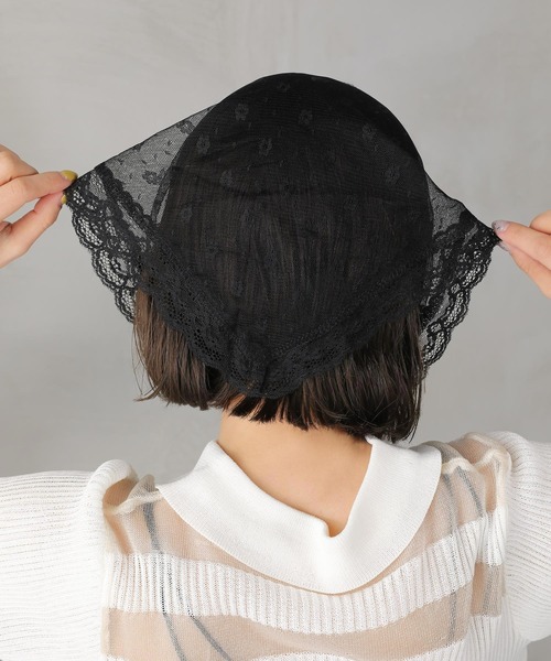 Monocoro toppi（モノコロトッピ）の「花柄 レース バブーシュカ（その他ヘアアクセサリー・レディース・ブラック/ホワイト・フリー）」の22枚目の写真