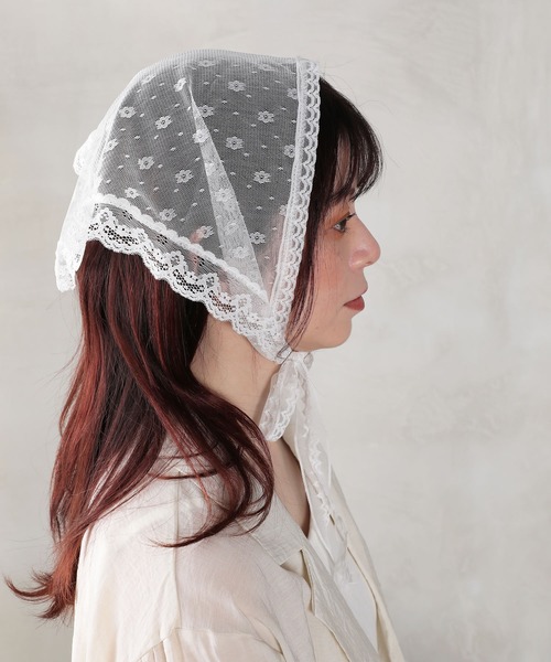 Monocoro toppi（モノコロトッピ）の「花柄 レース バブーシュカ（その他ヘアアクセサリー・レディース・ブラック/ホワイト・フリー）」の21枚目の写真