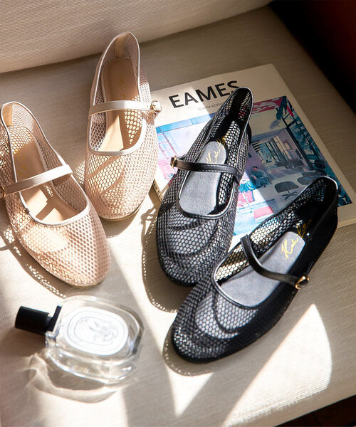 韓国 [SOMEWHERE BUTTER] JANE MESH RIBBON FLAT パンプス 韓国 [SOMEWHERE BUTTER] JANE MESH RIBBON FLAT パンプス