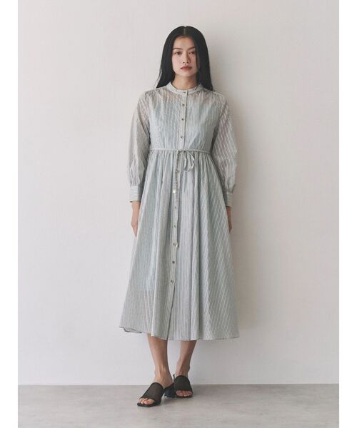 TONAL（トーナル）の「シアーストライプシャツワンピース（ワンピース・レディース・ブルー/オフホワイト/ミント・MEDIUM）」の3枚目の写真
