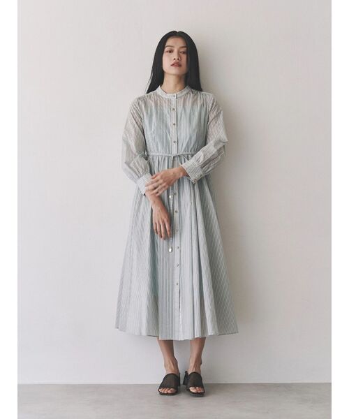 TONAL（トーナル）の「シアーストライプシャツワンピース（ワンピース・レディース・ブルー/オフホワイト/ミント・MEDIUM）」の7枚目の写真