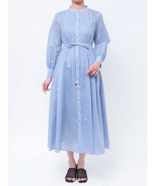 TONAL（トーナル）の「シアーストライプシャツワンピース（ワンピース・レディース・ブルー/オフホワイト/ミント・MEDIUM）」の11枚目の写真