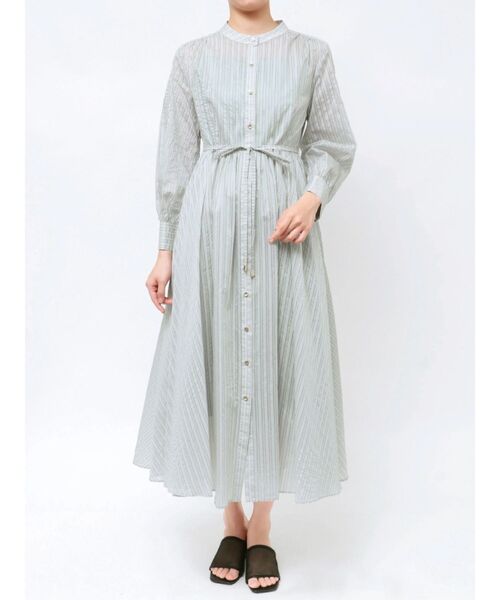 TONAL（トーナル）の「シアーストライプシャツワンピース（ワンピース・レディース・ブルー/オフホワイト/ミント・MEDIUM）」の12枚目の写真