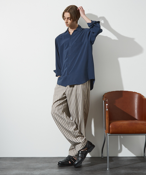 ABAHOUSE（アバハウス）の「【リネンライク 】ストライプ リラックスパンツ / ワイドパンツ（その他パンツ・メンズ・グレー/ベージュ・48/46/44）」の11枚目の写真