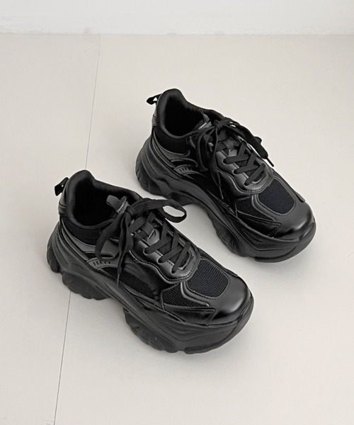 Shoes in Closet(シューズインクローゼット)の「軽量厚底 ボリューム デザインソール メッシュ スニーカー 2927(スニーカー・レディース・ホワイト/ブラック×ブラック/グレー・LL/S/M/L)」の20枚目の写真