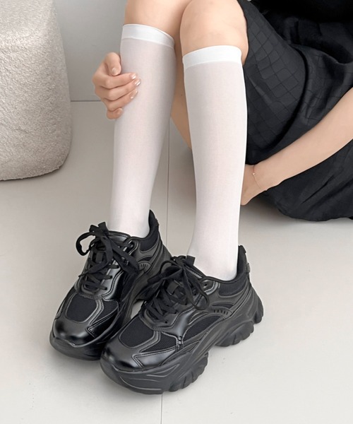 Shoes in Closet(シューズインクローゼット)の「軽量厚底 ボリューム デザインソール メッシュ スニーカー 2927(スニーカー・レディース・ホワイト/ブラック×ブラック/グレー・LL/S/M/L)」の14枚目の写真