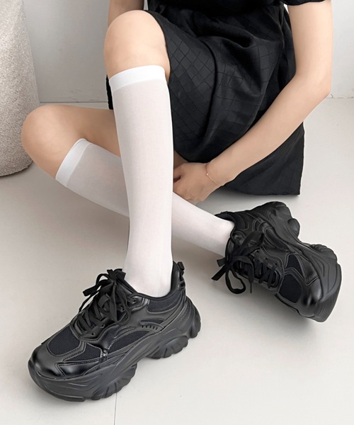 Shoes in Closet(シューズインクローゼット)の「軽量厚底 ボリューム デザインソール メッシュ スニーカー 2927(スニーカー・レディース・ホワイト/ブラック×ブラック/グレー・LL/S/M/L)」の13枚目の写真