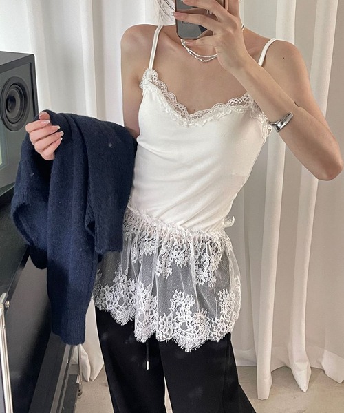セール】【Jasmine】カップ付きレースキャミソール