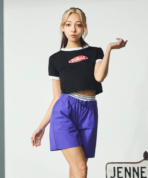 DURAS（デュラス）の「雑誌掲載｜クロップリンガーTシャツ（Tシャツ/カットソー・レディース・ブラック/ライム/オレンジ・MEDIUM/SMALL）」の15枚目の写真