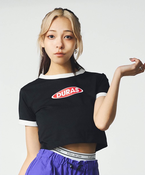 DURAS（デュラス）の「雑誌掲載｜クロップリンガーTシャツ（Tシャツ/カットソー・レディース・ブラック/ライム/オレンジ・MEDIUM/SMALL）」の21枚目の写真