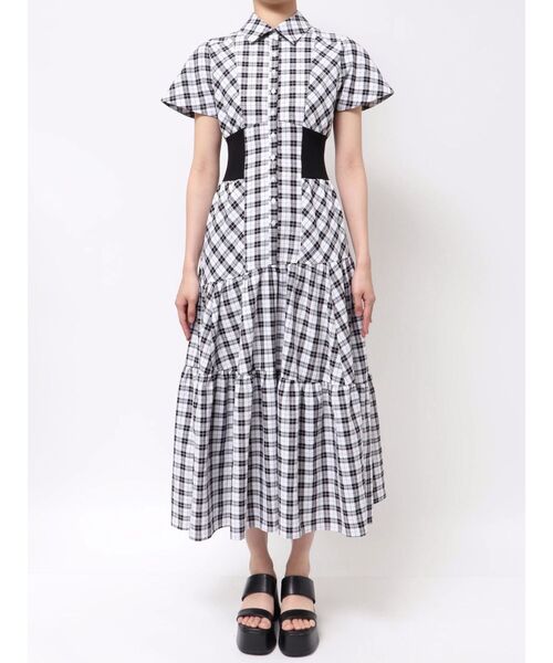 CALNAMUR（カルナムール）の「WAIST RIB CHECK SHIRT OP/ウエストリブチェックシャツワンピース（ワンピース・レディース・ブラック/ブラウン・SMALL/MEDIUM）」の14枚目の写真