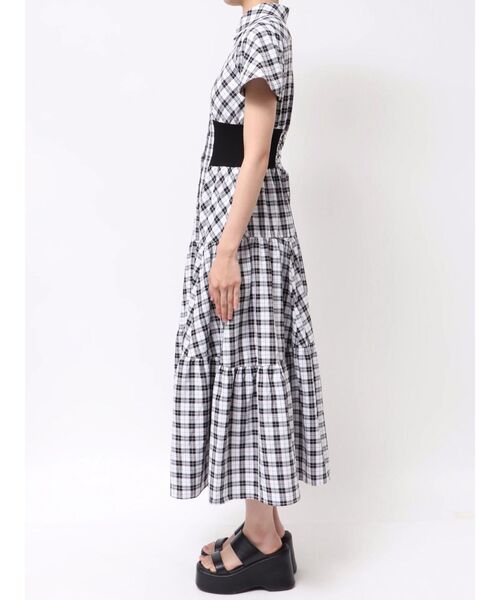 CALNAMUR（カルナムール）の「WAIST RIB CHECK SHIRT OP/ウエストリブチェックシャツワンピース（ワンピース・レディース・ブラック/ブラウン・SMALL/MEDIUM）」の13枚目の写真