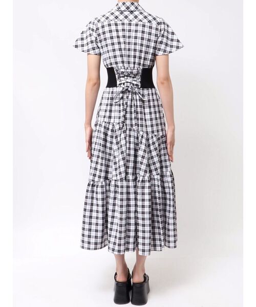 CALNAMUR（カルナムール）の「WAIST RIB CHECK SHIRT OP/ウエストリブチェックシャツワンピース（ワンピース・レディース・ブラック/ブラウン・SMALL/MEDIUM）」の12枚目の写真