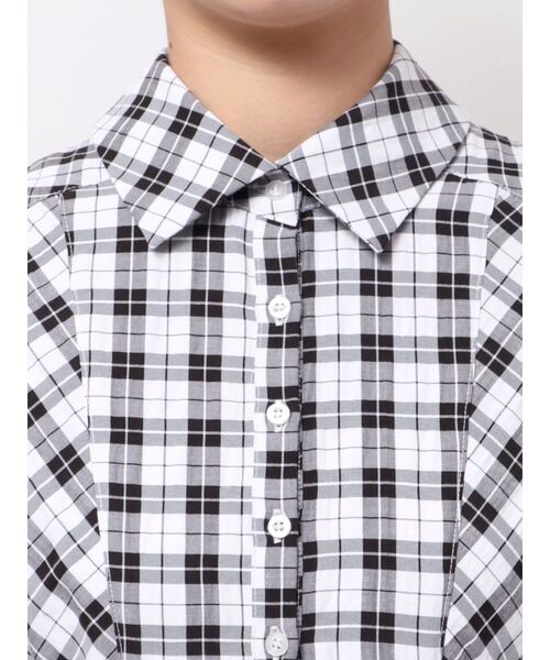 CALNAMUR（カルナムール）の「WAIST RIB CHECK SHIRT OP/ウエストリブチェックシャツワンピース（ワンピース・レディース・ブラック/ブラウン・SMALL/MEDIUM）」の11枚目の写真