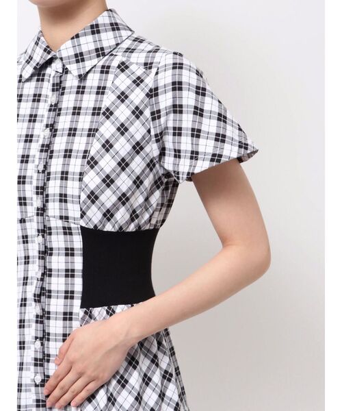 CALNAMUR（カルナムール）の「WAIST RIB CHECK SHIRT OP/ウエストリブチェックシャツワンピース（ワンピース・レディース・ブラック/ブラウン・SMALL/MEDIUM）」の10枚目の写真