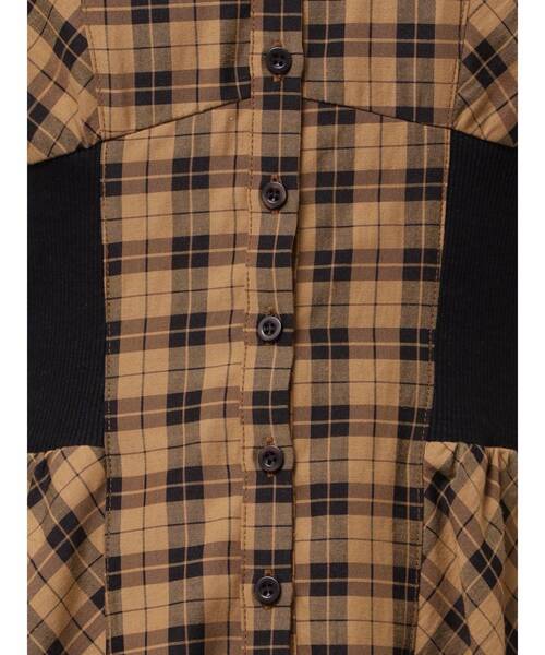 CALNAMUR ウエストリブチェックシャツワンピース セール】WAIST RIB CHECK SHIRT OP/ウエストリブチェックシャツ
