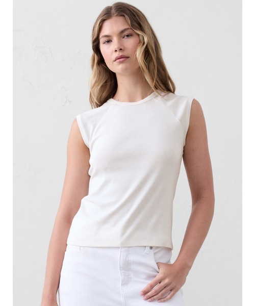 BANANA REPUBLIC FACTORY STORE(バナナリパブリック ファクトリーストア)の「BANANA REPUBLIC FACTORY STORE リブハイクルートップス(Tシャツ/カットソー・レディース・ピンク/ホワイト/グリーン/ブルー・S/L/XS/M)」の2枚目の写真