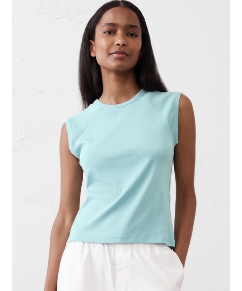 BANANA REPUBLIC FACTORY STORE(バナナリパブリック ファクトリーストア)の「BANANA REPUBLIC FACTORY STORE リブハイクルートップス(Tシャツ/カットソー・レディース・ピンク/ホワイト/グリーン/ブルー・S/L/XS/M)」の1枚目の写真