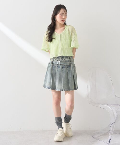 earth music&ecology(アースミュージックアンドエコロジー)の「SET2点レースカーディガン+レイヤードインナー(カーディガン/ボレロ・レディース・ブルー/ブラック/グリーン系その他2/アイボリー・FREE)」の11枚目の写真