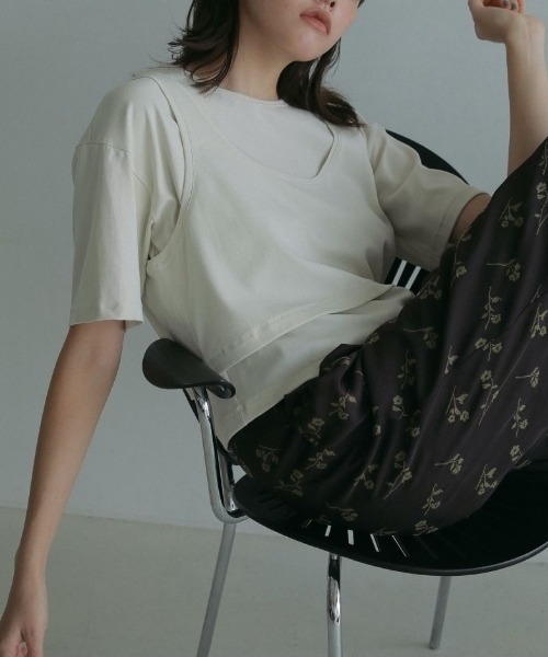 anuke(アンヌーク)の「anuke Layered Cut T-shirts 62510623(Tシャツ/カットソー・レディース・ブラック/オフホワイト/チャコールグレー・FREE)」の12枚目の写真