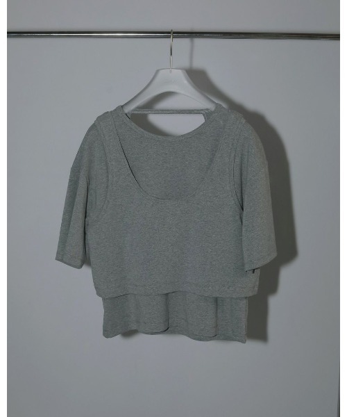 anuke(アンヌーク)の「anuke Layered Cut T-shirts 62510623(Tシャツ/カットソー・レディース・ブラック/オフホワイト/チャコールグレー・FREE)」の4枚目の写真