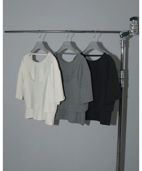anuke(アンヌーク)の「anuke Layered Cut T-shirts 62510623(Tシャツ/カットソー・レディース・ブラック/オフホワイト/チャコールグレー・FREE)」の5枚目の写真