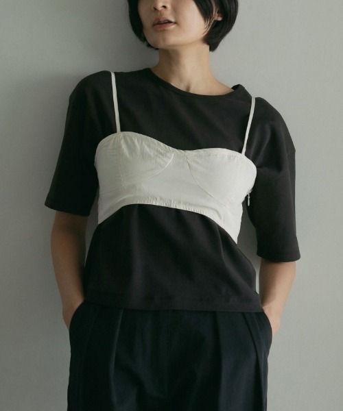 anuke(アンヌーク)の「anuke Layered Cut T-shirts 62510623(Tシャツ/カットソー・レディース・ブラック/オフホワイト/チャコールグレー・FREE)」の6枚目の写真