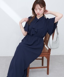 natural couture | 【WEB限定】ボウタイアシメラッフルワンピース(ワンピース)