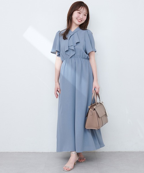 natural couture（ナチュラルクチュール）の「【WEB限定】ボウタイアシメラッフルワンピース（ワンピース・レディース・オレンジ系その他/ブルー/ネイビー/グレイッシュベージュ・FREE）」の21枚目の写真