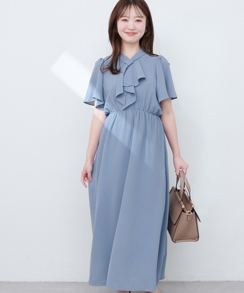 natural couture（ナチュラルクチュール）の「【WEB限定】ボウタイアシメラッフルワンピース（ワンピース・レディース・オレンジ系その他/ブルー/ネイビー/グレイッシュベージュ・FREE）」の19枚目の写真