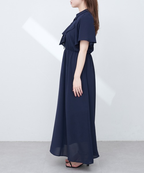 natural couture（ナチュラルクチュール）の「【WEB限定】ボウタイアシメラッフルワンピース（ワンピース・レディース・オレンジ系その他/ブルー/ネイビー/グレイッシュベージュ・FREE）」の11枚目の写真