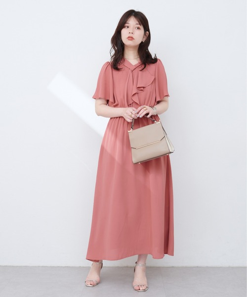 natural couture（ナチュラルクチュール）の「【WEB限定】ボウタイアシメラッフルワンピース（ワンピース・レディース・オレンジ系その他/ブルー/ネイビー/グレイッシュベージュ・FREE）」の17枚目の写真